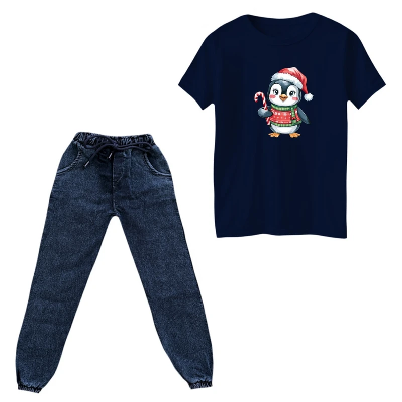 ست تی‌شرت و شلوار پسرانه مدل کریسمسی کد 016