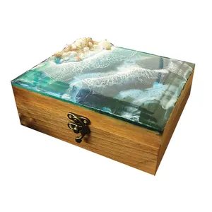 جعبه هدیه چوبی طرح دریا
