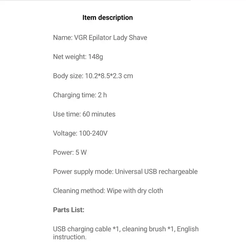 اپیلاتور وی جی ار مدل V-726