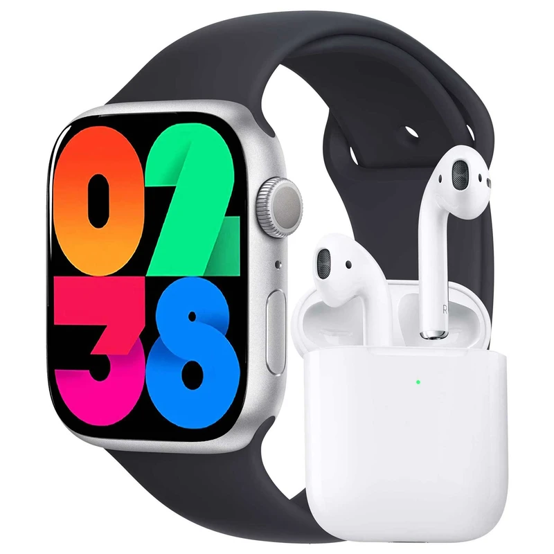 ساعت هوشمند ورنا مدل W45 Max with Airpod به همراه هدفون بلوتوثی بند سیلیکونی
