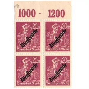 تمبر یادگاری مدل 20 مارک آلمان رایش بسته 4 عددی