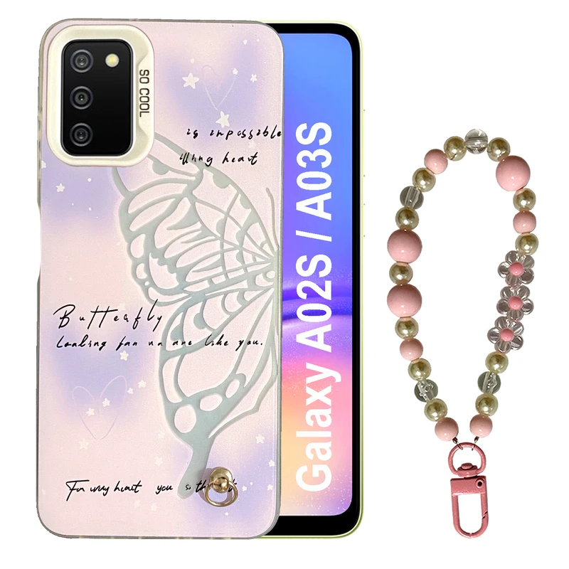 کاور مدل SO COOL طرح پروانه کد SC01 مناسب برای گوشی موبایل سامسونگ Galaxy A02S / A03S به همراه بند آویز