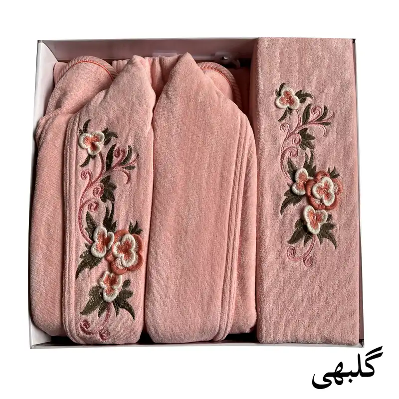 سرویس حوله پالتویی 4 تکه طرح ماریبور مدل هنر