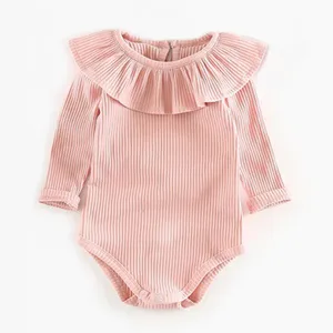 بادی آستین بلند نوزادی دخترانه کد M656 رنگ گلبهی