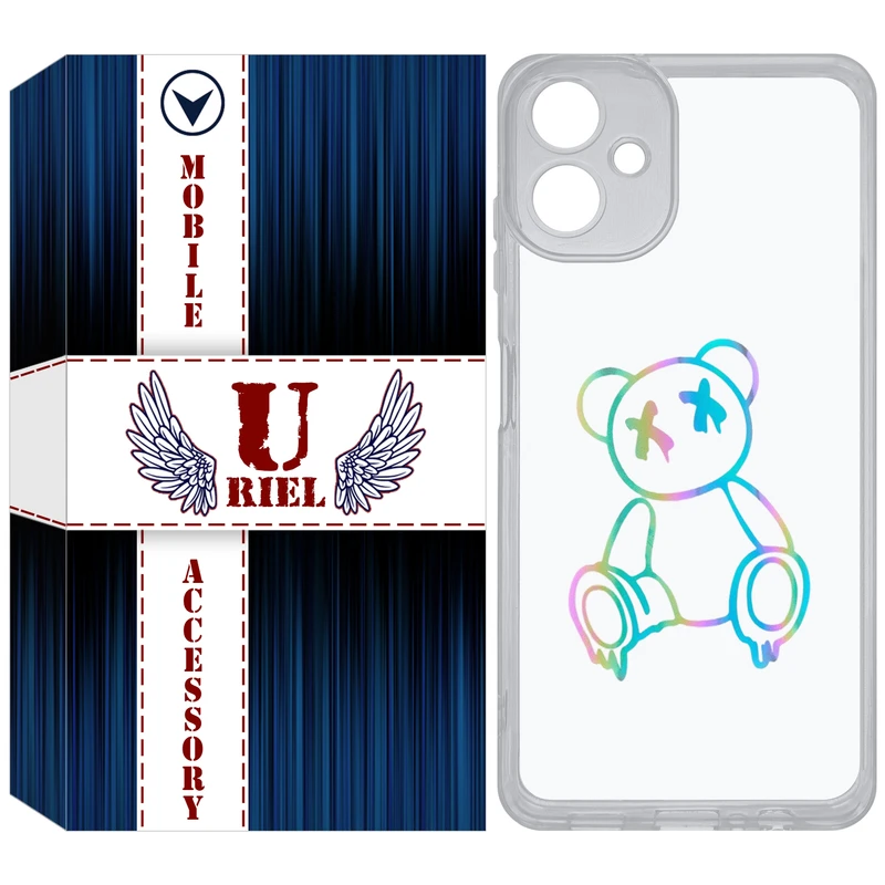 کاور یوریل مدل Clear کد 44 طرح خرس رنگی مناسب برای گوشی موبایل سامسونگ Galaxy A06