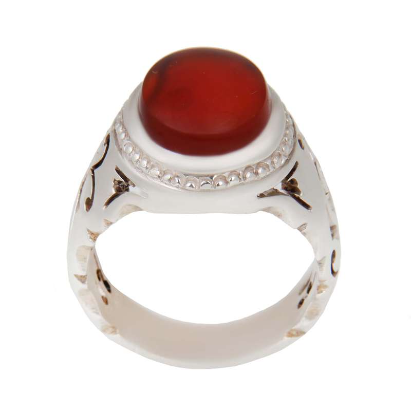 انگشتر نقره مردانه بازرگانی میلادی مدل سنگ عقیق یمانی کد AM_2305