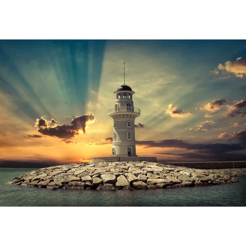 تابلو شاسی طرح جزیره فانوس دریایی و دریا مدل T1014