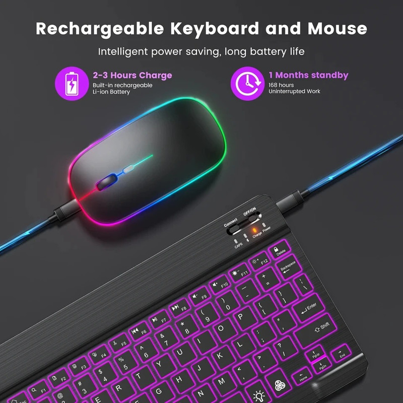 کیبورد و ماوس بلوتوثی مدل RGB 7 Colors