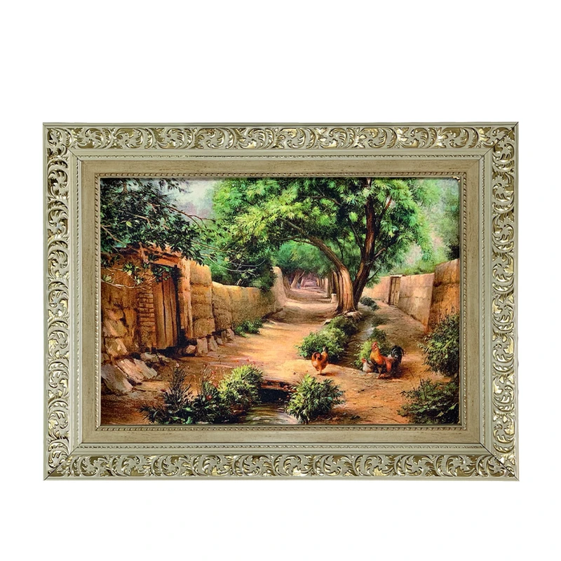 تابلو فرش ماشینی طرح دستبافت مدل کوچه باغ کد 7566