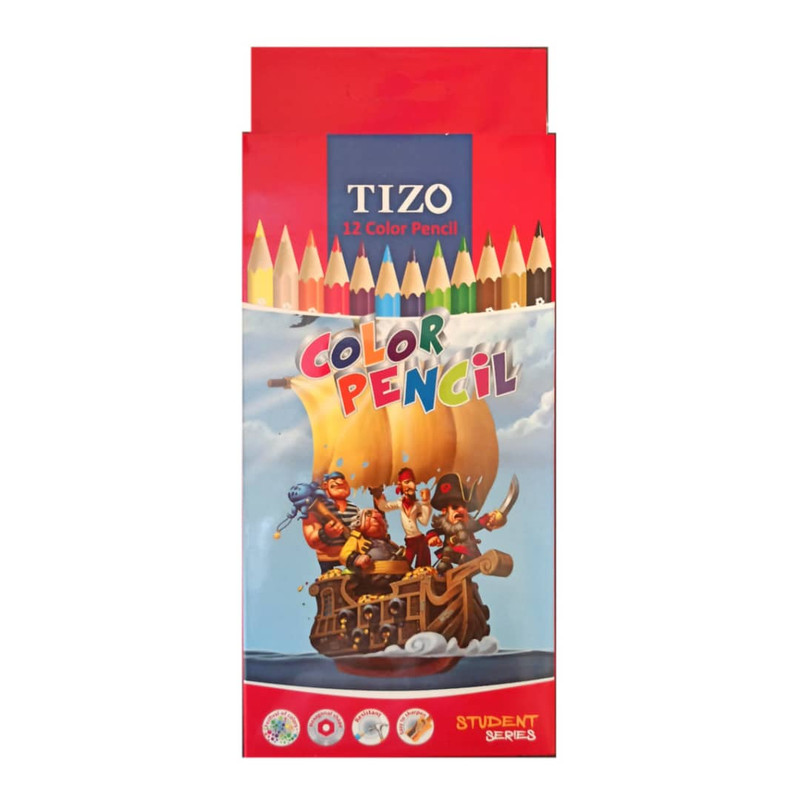مداد رنگی 12 رنگ تیزو مدل STUDENT