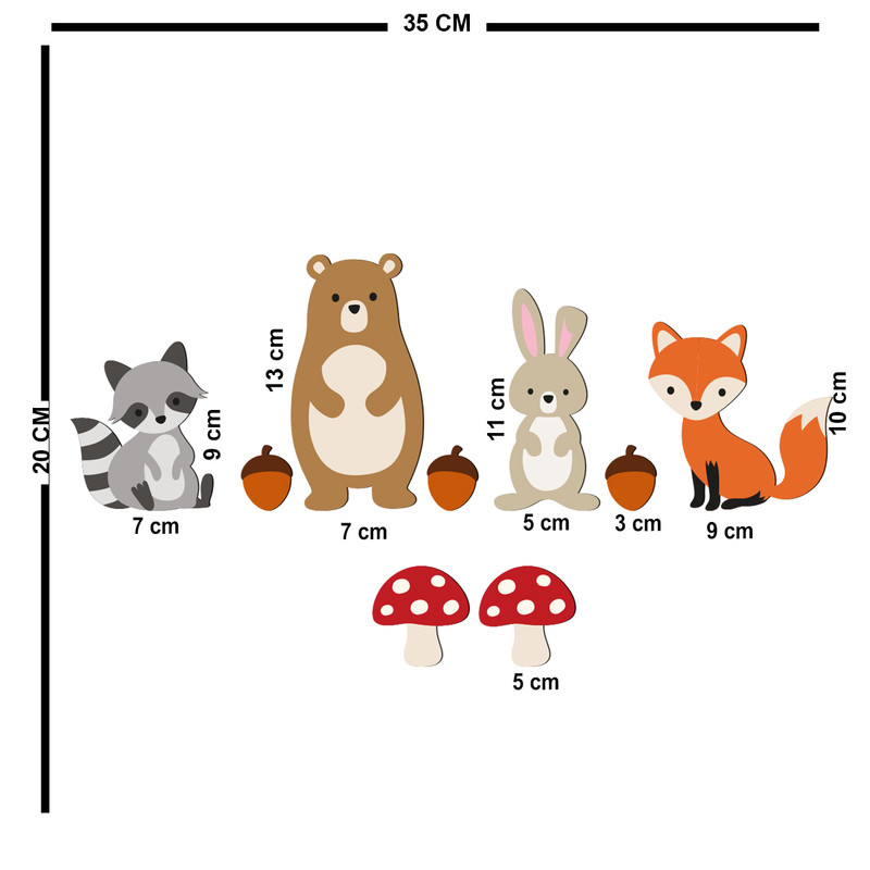 استیکر چوبی کودک باروچین مدل حیوانات پاییز کد 6032 مجموعه 9 عددی
