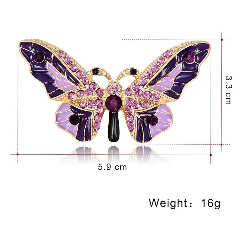 گل سینه زنانه مدل پروانه مجلل نگین دار