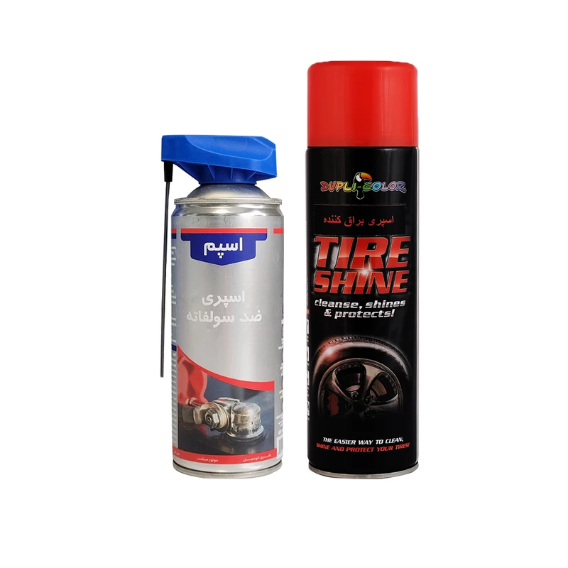 اسپری محافظ و براق کننده لاستیک وضد سولفاته دوپلی کالر مدل d2  حجم 500 میلی لیتر مجموعه 2 عددی