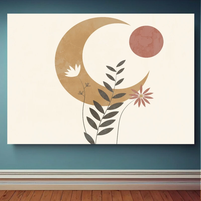 پوستر پارچه ای طرح مدرن مدل ماه و گل کد PP1464