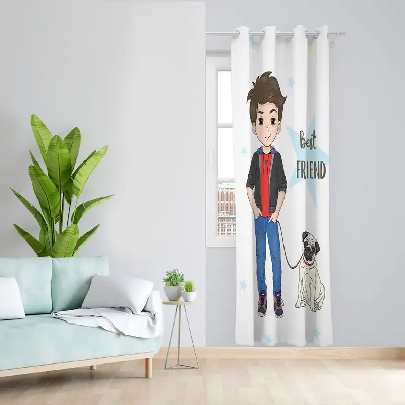 پرده مدل اتاق کودک مخمل پانچی طرح پسرانه کد 4694 سایز 140x280 سانتی متر