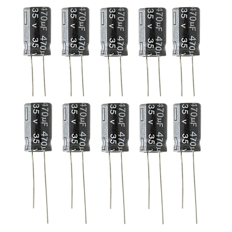 خازن الکترولیتی 470 میکروفاراد 35 ولت مدل YADIKE0210CE470u35VDN10 بسته 10 عددی