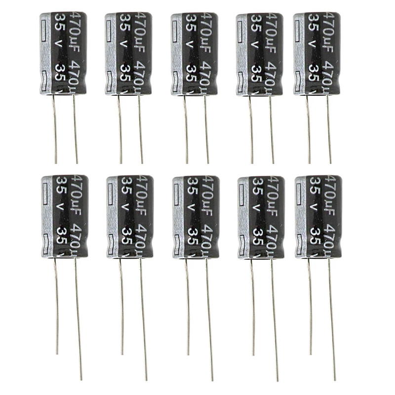 خازن الکترولیتی 470 میکروفاراد 35 ولت مدل YADIKE0210CE470u35VDN10 بسته 10 عددی