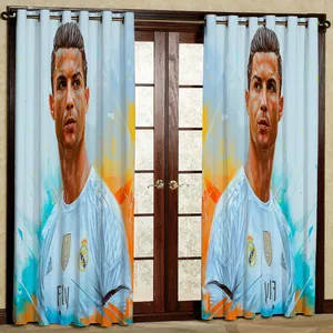 پرده مدل فوتبالی مخمل پانچی کد 1204 سایز 140x280 سانتی متر