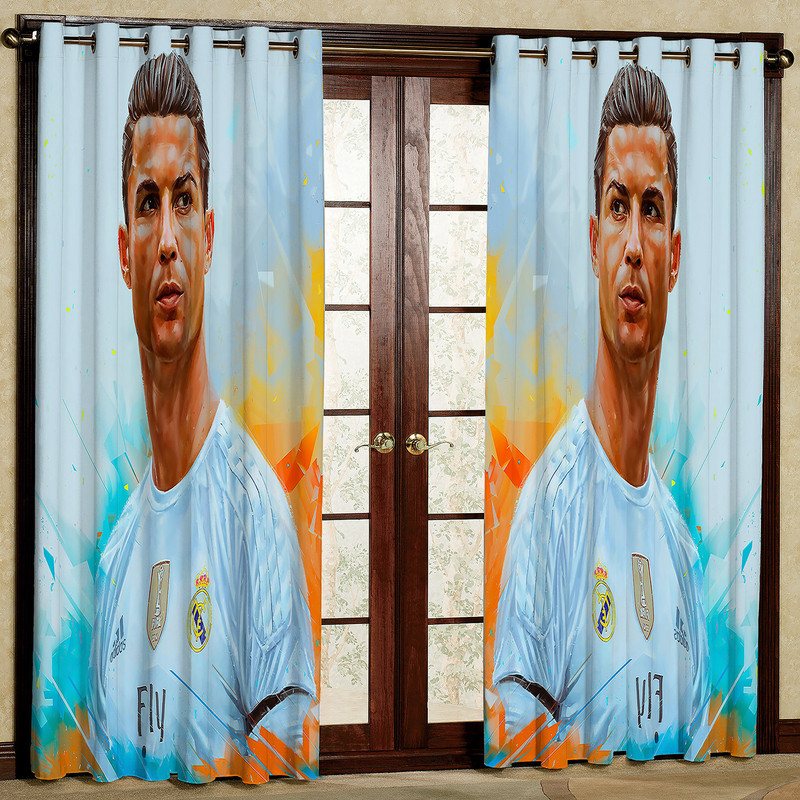  پرده مدل فوتبالی مخمل پانچی کد 1204 سایز 140x280 سانتی متر