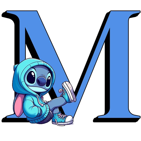 استیکر پارچه و لباس پاد آفرین طرح استیچ و حرف M کد 1874