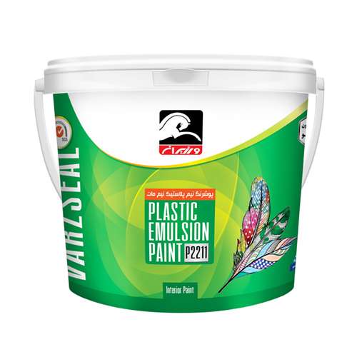 رنگ پلاستیک نیم مات سفید ورزیران مدل لوکس کد P2211 وزن 5 کیلوگرم