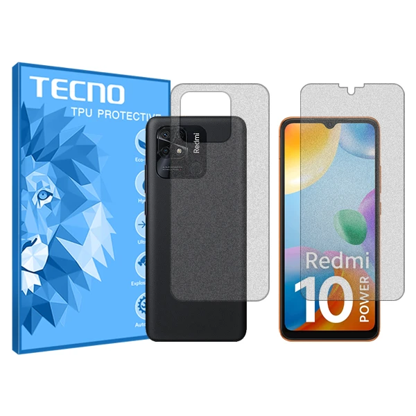 محافظ صفحه نمایش مات تکنو مدل HyMTT مناسب برای گوشی موبایل شیائومی Redmi 10 Power به همراه محافظ پشت گوشی