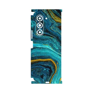 MAHOOT Turquoise marblewith golden streaks-FullSkin Cover Sticker for Samsung Galaxy Z Fold 5