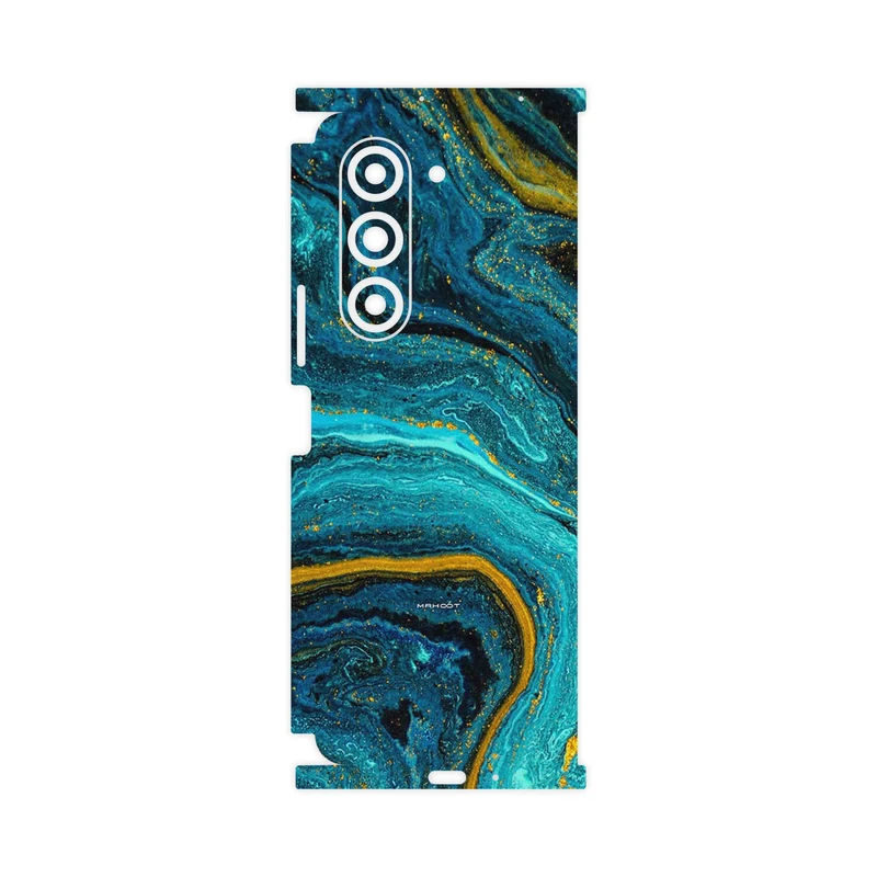 برچسب پوششی ماهوت مدل Turquoise marblewith golden streaks-FullSkin مناسب برای گوشی موبایل سامسونگ Galaxy Z Fold 5