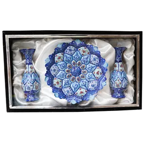 ست 3 تکه گلدان و بشقاب میناکاری مدل هدیه کد Gift152015
