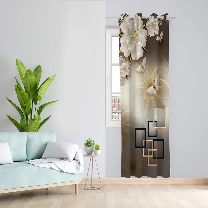 پرده طرح گل مدل مخمل پانچی کد 4741 z سایز 140x200 سانتی متر