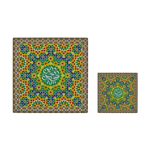  کاشی کارنیلا طرح نقوش سنتی مدل لوحی آویز کد kla140 مجموعه 2 عددی