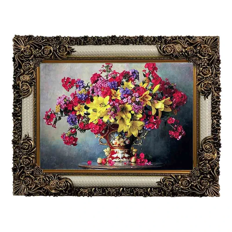 تابلو فرش ماشینی مدل گلدان گل کد 8953