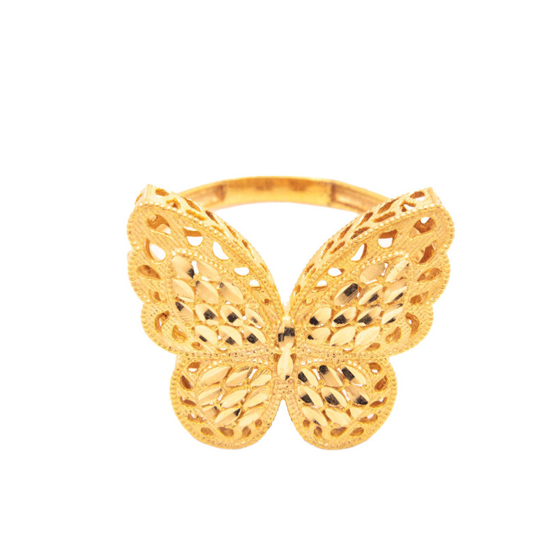 انگشتر طلا 18 عیار زنانه شید گلد مدل پروانه سایز فری سایز