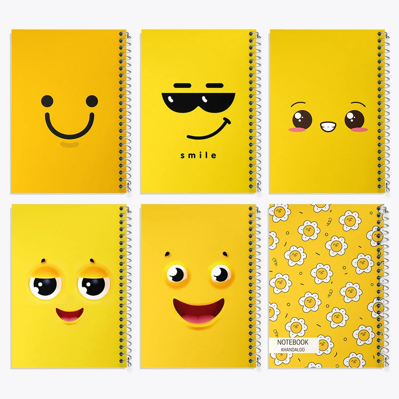 دفتر مشق 50 برگ خندالو طرح ایموجی کد 93 مجموعه 6 عددی