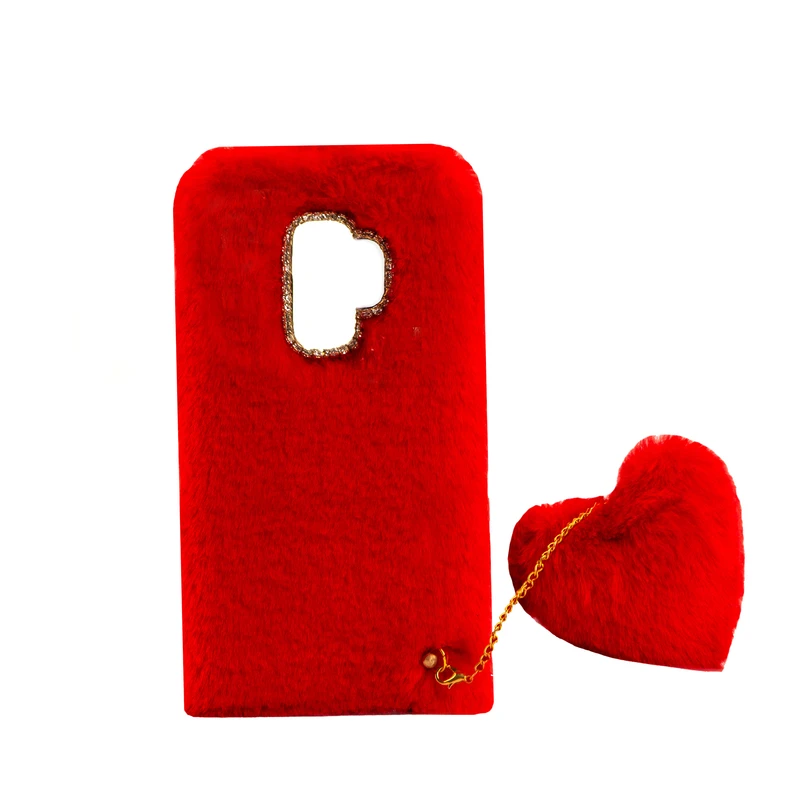 کاور طرح دخترانه مدل خزدار پشمالو مناسب برای گوشی موبایل سامسونگ Galaxy S9 به همراه آویز