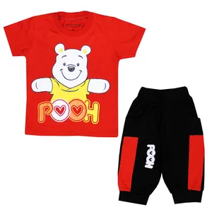 ست تی شرت و شلوارک پسرانه مدل POOH رنگ قرمز