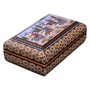 جعبه جواهرات خاتم کاری طرح چوگان کد 16