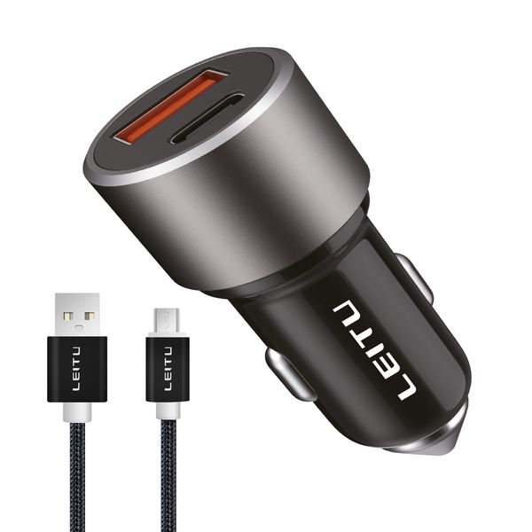 شارژر فندکی لیتو مدل H-4 به همراه کابل تبدیل microUSB