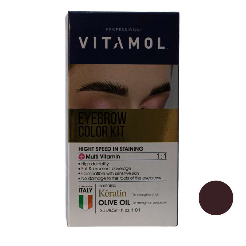 کیت رنگ ابرو ویتامول شماره DB حجم 30 میلی لیتر رنگ قهوه ای تیره