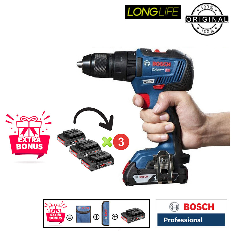 پیچ گوشتی شارژی چکشی 18 ولت بوش مدل فوق هوشمند GSB 18V-50 Brushless + 3 Battery