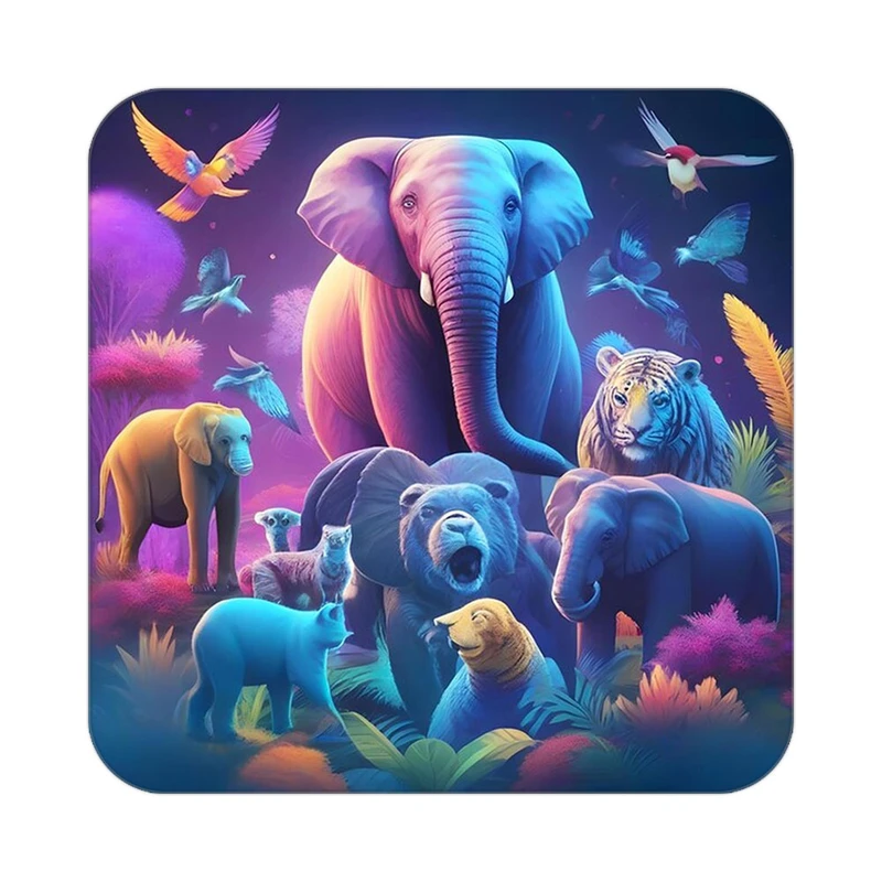 زیر لیوانی کاکتی طرح حیوانات رنگی مدل mp26172