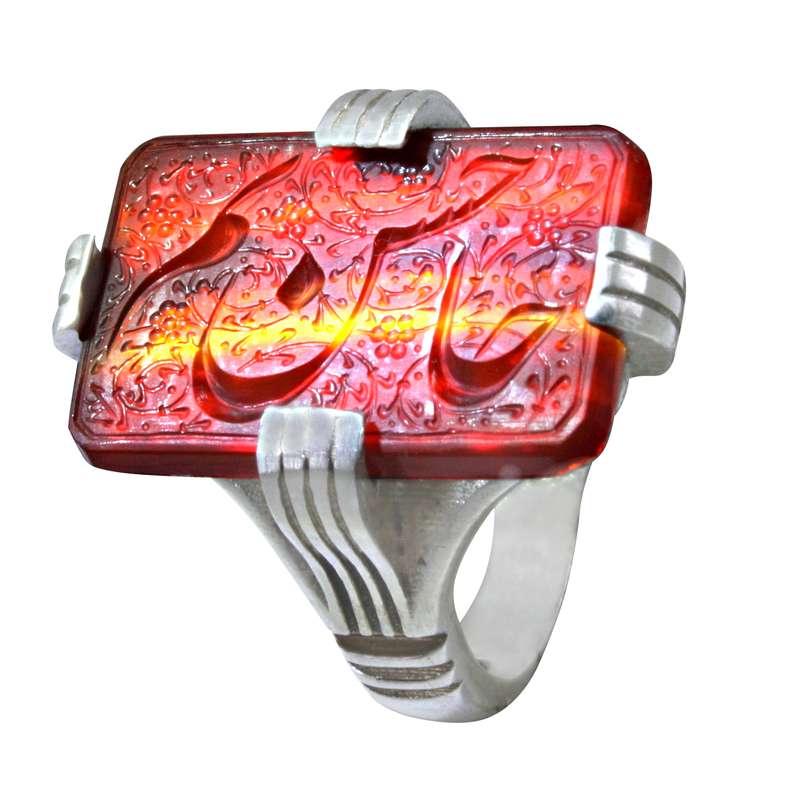 انگشتر نقره مردانه مدل عقیق خطی کد p10