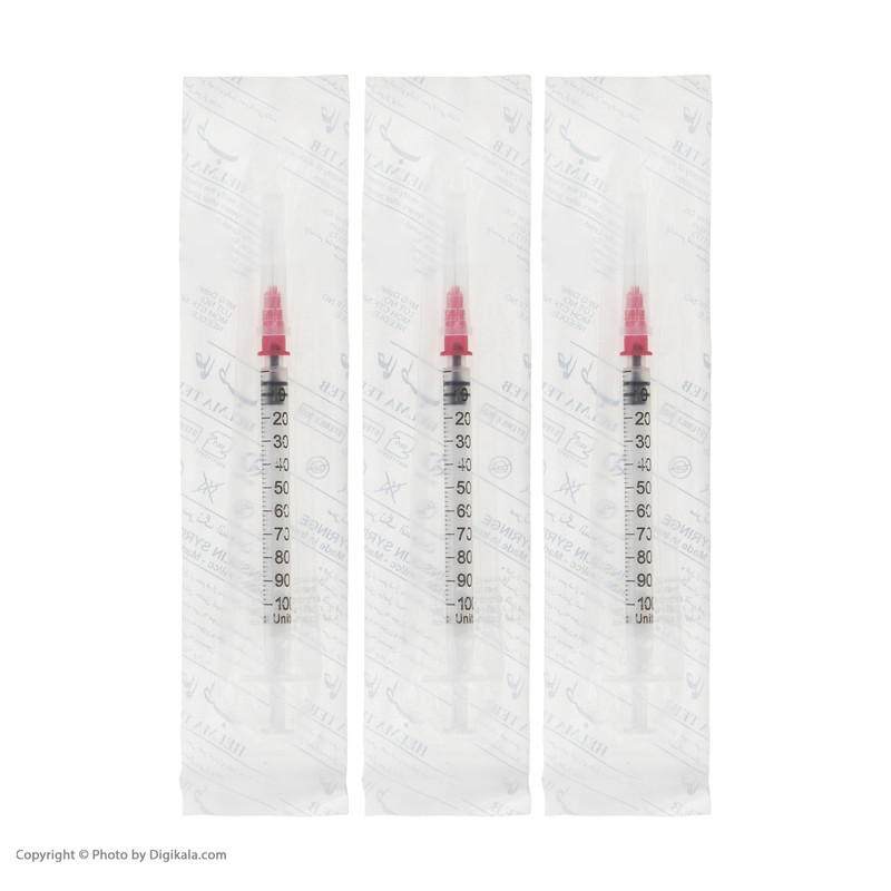 سرنگ 1 سی سی انسولین حلما طب مدل لوئر اسلیپ 01 بسته 60 عددی