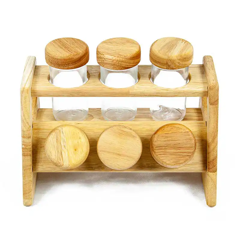 ست جا ادویه 6 پارچه مدل NE  چوبی