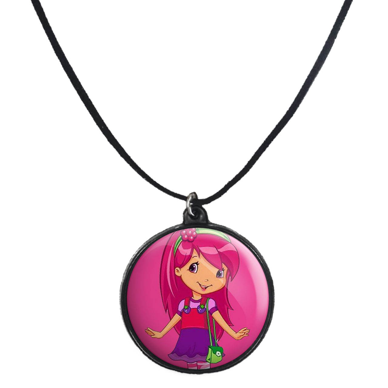 گردنبند پرمانه طرح دختر توت فرنگی کد pmb.1659 مدل دو طرفه