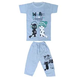 ست تی شرت و شلوارک دخترانه مدل دو گربه کد 30 