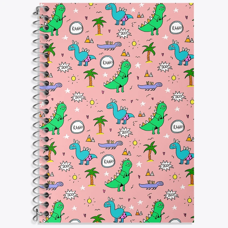 دفتر زبان 50 برگ خندالو مدل سه خط طرح دایناسور کیوت کد N727