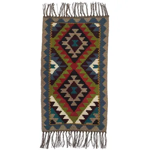 گلیم دستبافت یک متری مدل پادری کد 7314