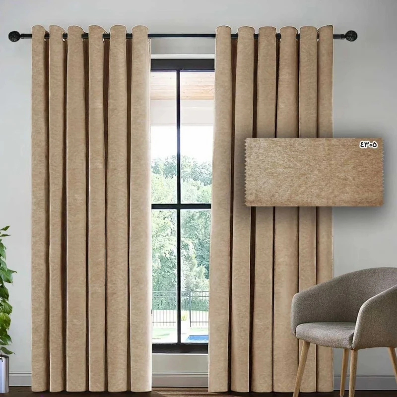 پرده مهرآرا مدل پانچی مخمل شانل سایز 140x280 سانتی متر
