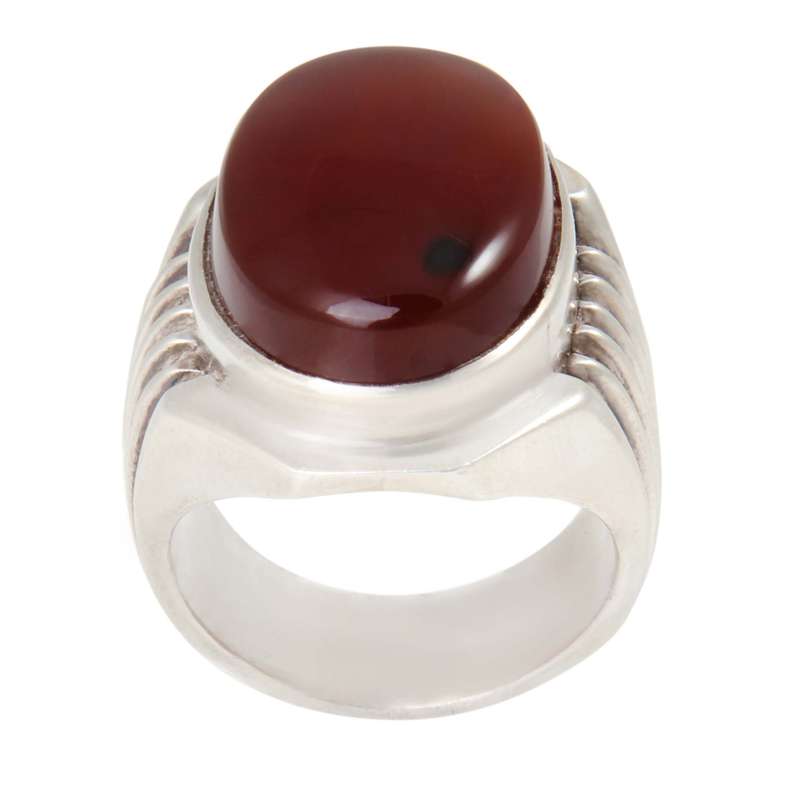 انگشتر نقره مردانه  بازرگانی میلادی مدل عقیق یمن کد AM_1959